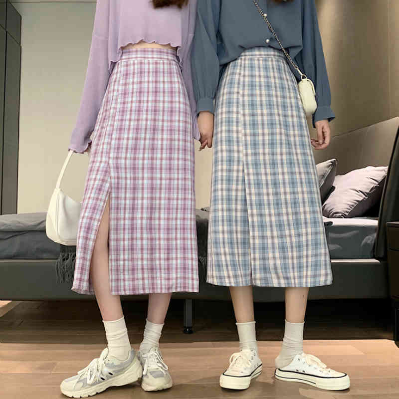 skirts Summer Retro Plaid Split Long Skirt A-line Candy Check Printed Elastic Waist Mid-calf Preppy Cotton Skirts
skirts Summer Retro Plaid Split Long Skirt A-line Candy Check Printed Elastic Waist Mid-calf Preppy Cotton Skirts