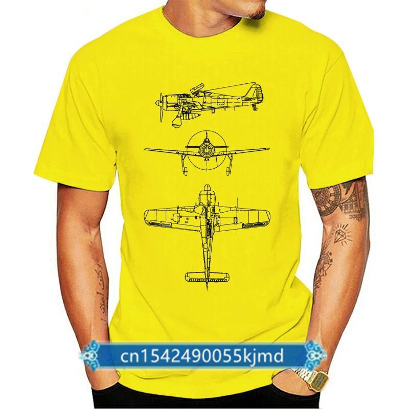 Men's T-Shirts Men Brand Famous Clothing T-Shirt Focke Wulf Fw 190 Drawing Mens Plane Aircraft Airplane Fighter War Tee Shirt Making