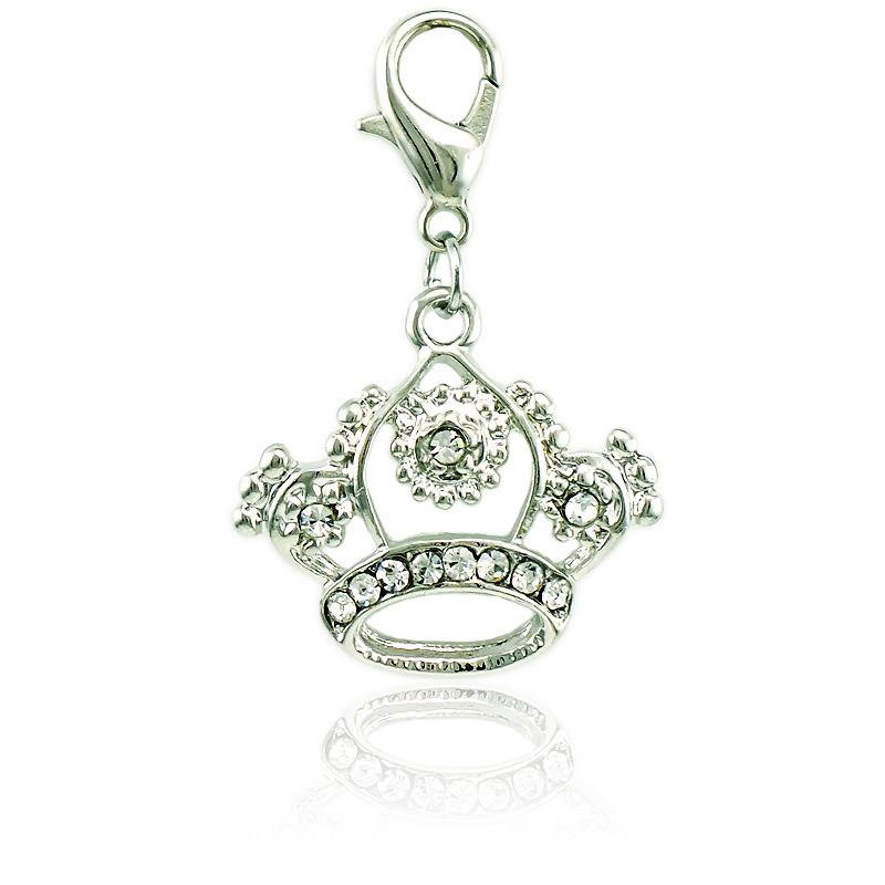 2021 New Fashion Lobster Clasp Charms Dangle Rhinestone Pierced Imperial Crown Pendants DIY Making Jewelry Accessories Wholesale