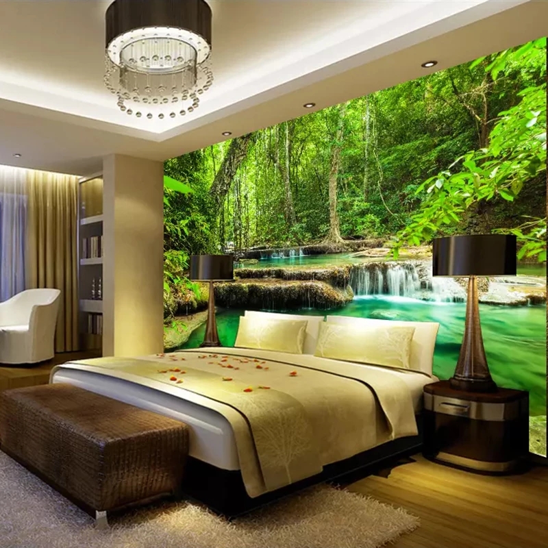 Custom 3D Photo Wallpaper Green Forest Scenery Large Wall Painting Living Room Bedroom Background Wall Waterproof