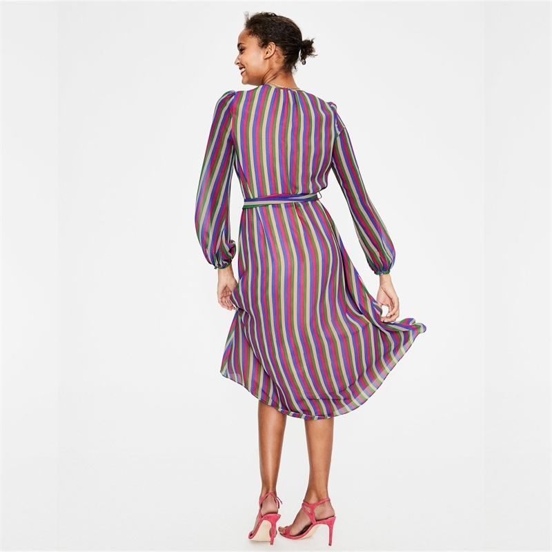 Striped Swimsuit cover up Beach Tunic Sarong Robe de Plage wear kaftans long Dress Womens Swim Wear #Q545 210420