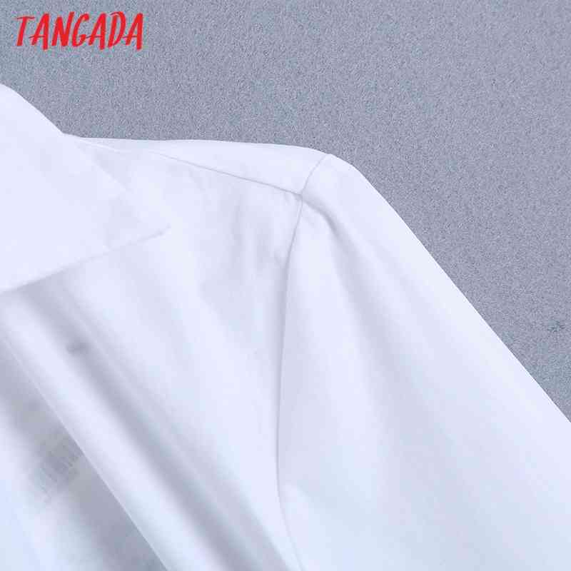 Women Fashion Pleated Asymmetry White Blouses Vintage Long Sleeve Button-up Female Shirts Blusas Chic Tops BE474 210416