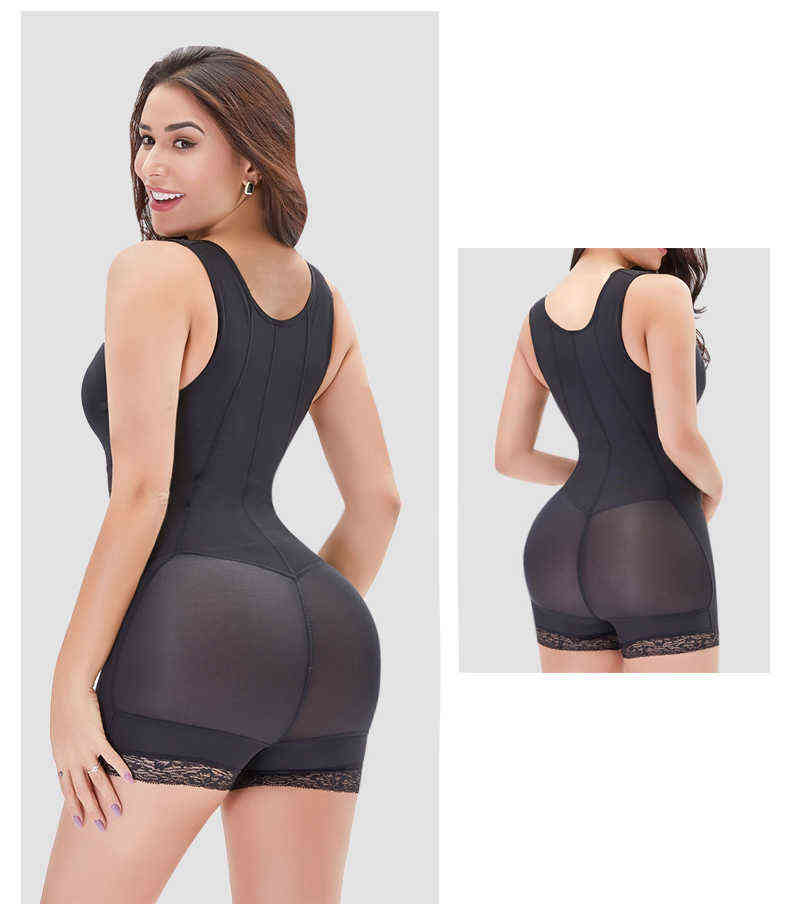 Colombian Tummy Control Slimming Women's Seamless Girdle Zipper Full Body Shaper Plus Size Bodysuit Post Surgery Firm Shapewear 211112
