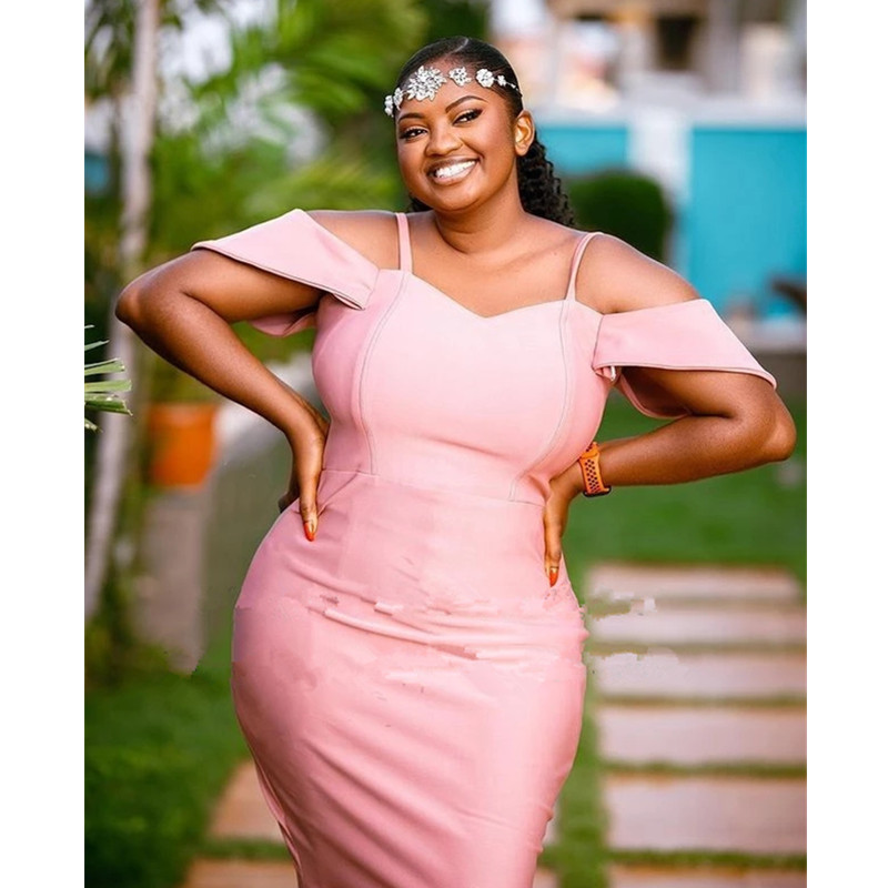 Formal Pink Mermaid Bridesmaid Dresses 2022 Long Off Shoulder Spaghetti Straps Wedding Party Dress V-neck Backless Prom Gowns