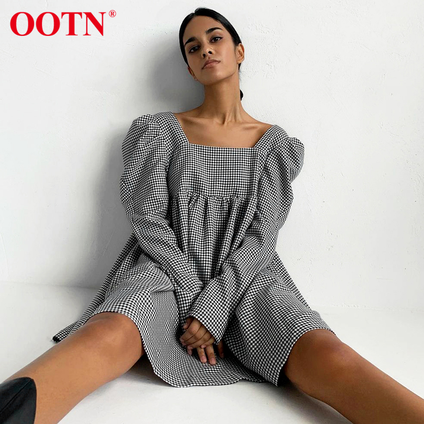 OOTN Black White Plaid Female Autumn Casual Mini Dress Puff Sleeve Square Neck Elegant Ladies Vintage A Line Women Dresses 2021
OOTN Black White Plaid Female Autumn Casual Mini Dress Puff Sleeve Square Neck Elegant Ladies Vintage A Line Women Dresses 2021