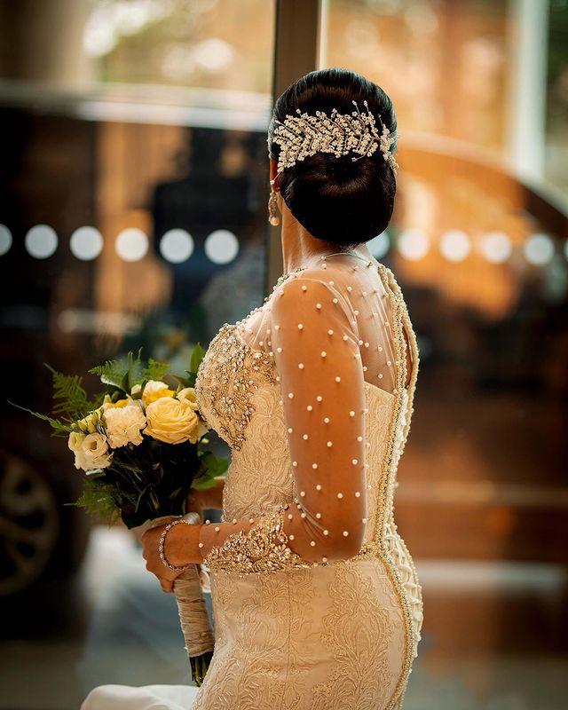 Luxury Pearls Mermaid Wedding Dresses 2022 Illusion Long Sleeve Sheer O-neck Ruffles Wave Cathedral Train African Lace-up Bridal Dress