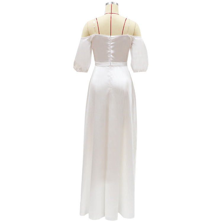 Women Dress Temperament Wedding Party Slash Neck Off Shoulder Evening es Long Plus Size Maxi es 210513