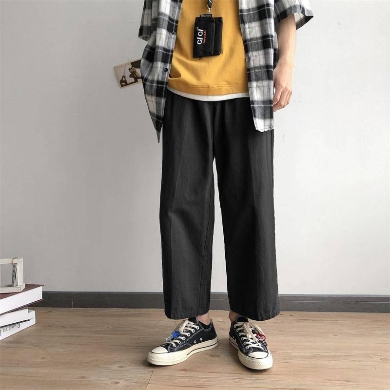 Men Casual Loose Office Pants Solid Baggy Elastic High Street Sweatpants Autumn Streetwear Trousers Males Men's