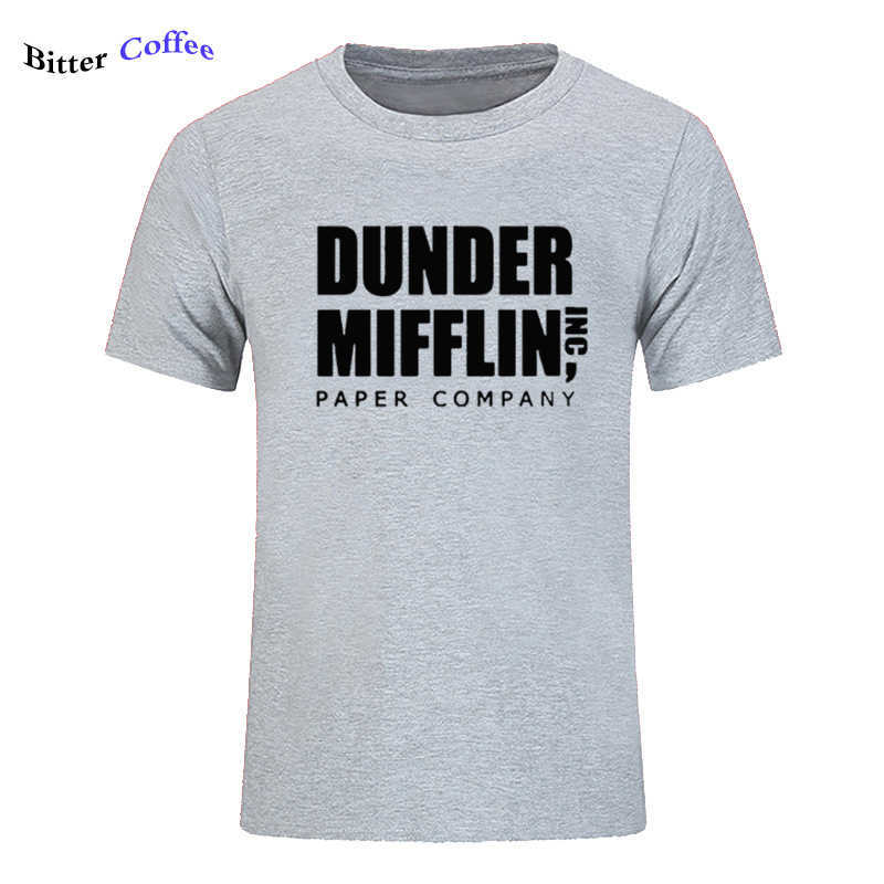 Men Short Sleeve The Office TV Show Dunder Mifflin Paper T-Shirt O- Neck Tee Shirts For Print Cotton T Shirt 210629
