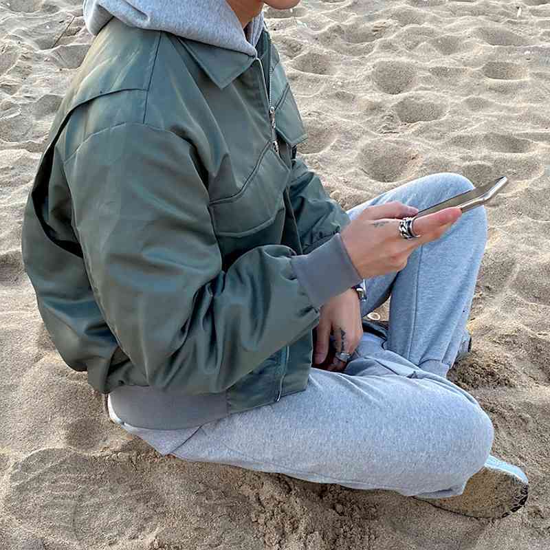 IEFB Spring Short Jacket Men's Korean Fashion Loose Multi Pocket Workwear Zipper Causal Coat Shiny Fabric Cloth 9Y5267 210524