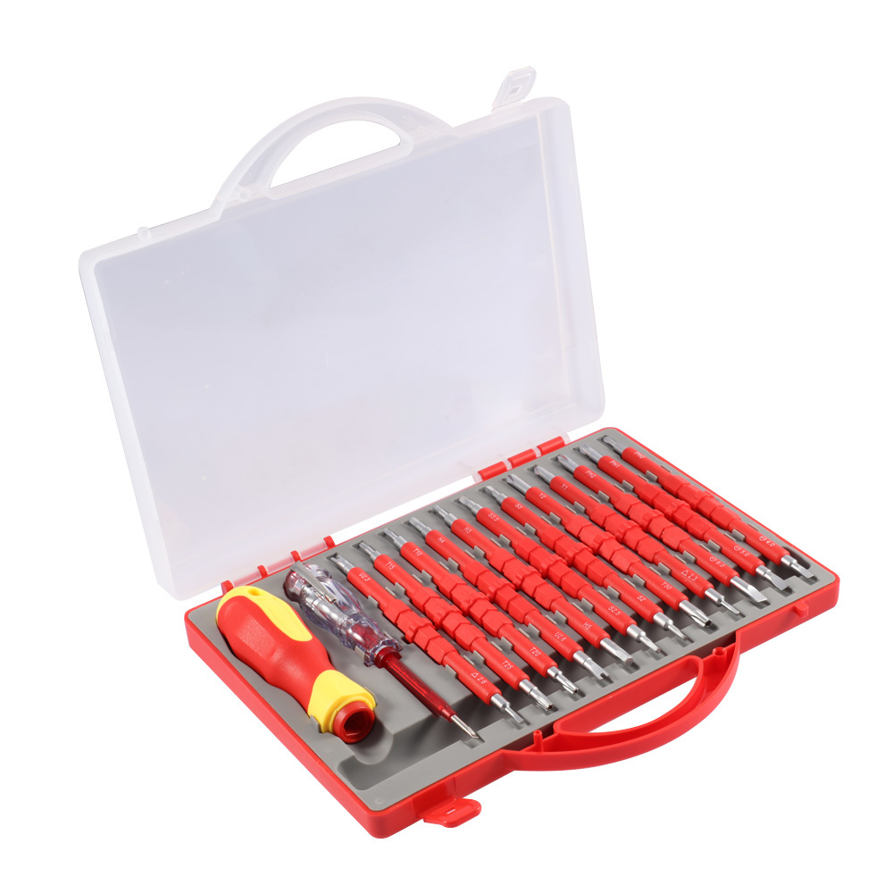 26 In 1 Insulated Screwdriver Set Slotted Torx Magnetic Screwdriver Bits Double End Screw Bit Set For Electricians Repair Tools