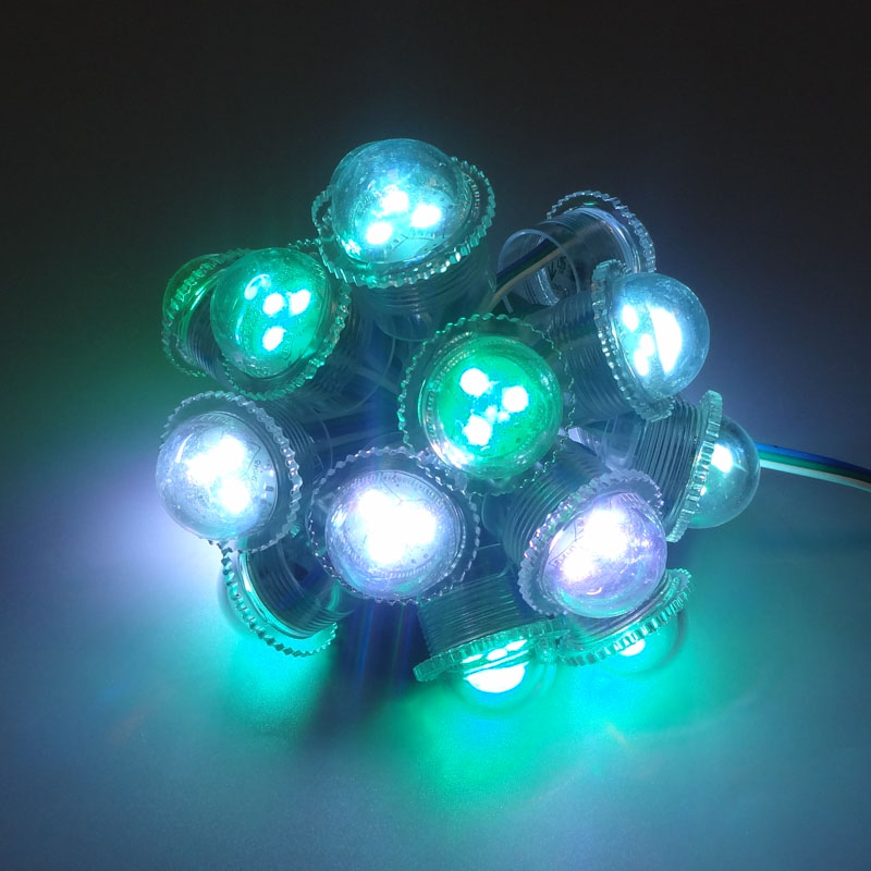 50pcs/lot DC12V WS2811 26mm diameter transparent cover LED Module Exposed Point Light 3 leds 5050 SMD RGB Chips 3led pixel waterproof IP68 free ship 2