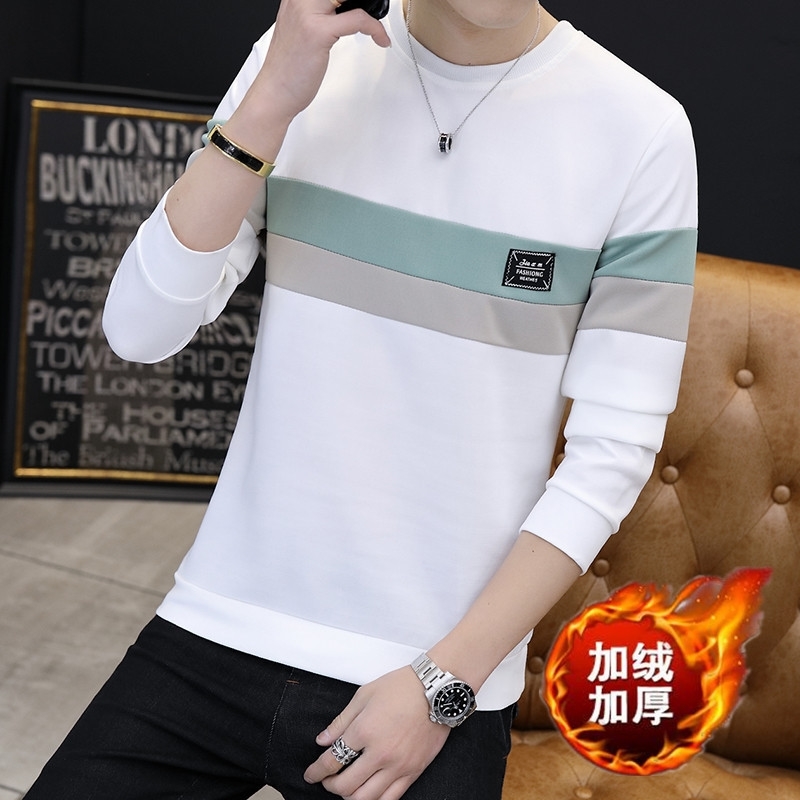 2019 autumn and winter new Plush sweater men's Korean slim fit youth leisure color blocking Pullover bottoming shirt, Black
2019 autumn and winter new Plush sweater men's Korean slim fit youth leisure color blocking Pullover bottoming shirt, Black