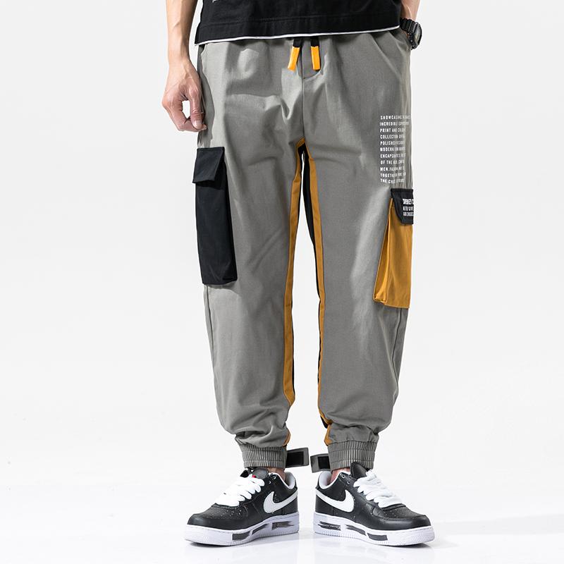 Varsanol Cotton Jogging Pants Men Letter Printed With Big Side Pockets Cargo Male Harajuku Fashion Hip Hop LooseTrousers Men's