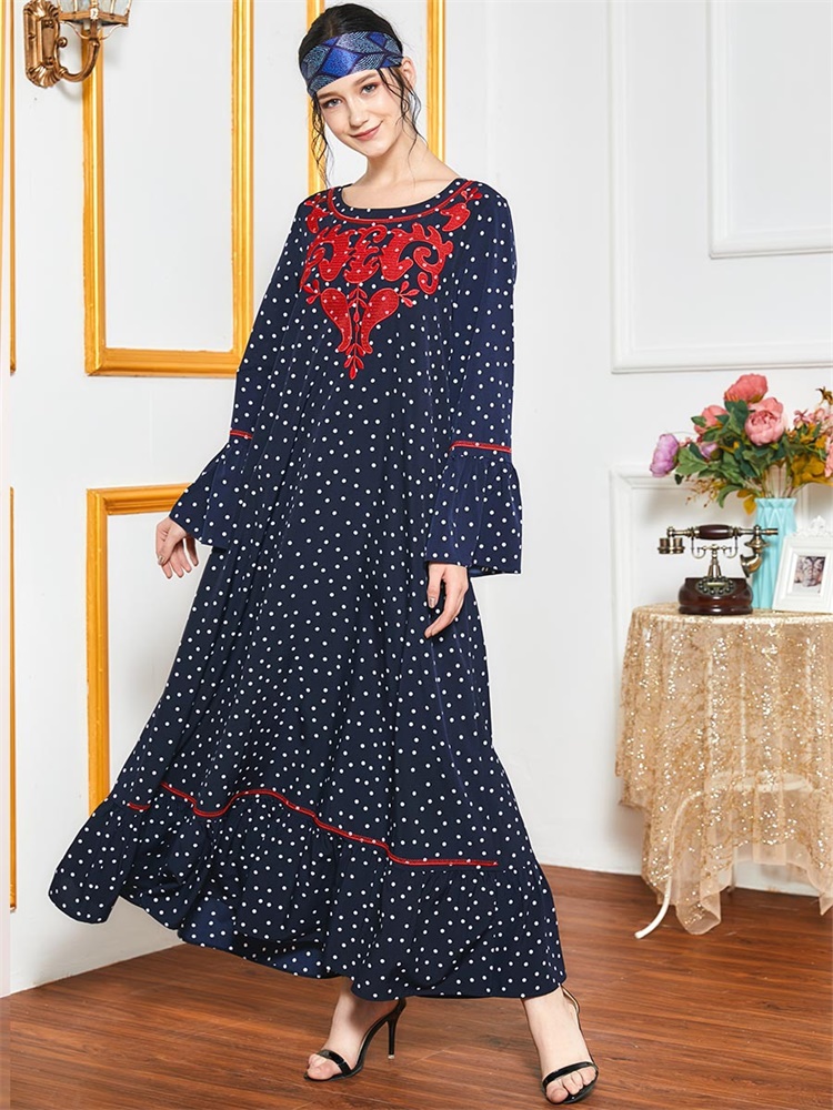Maxi Dress for Women Polka Dot Print Vintage Ethnic Embroidery Loose Long Sleeve Arabic Muslim islamic Clothing moroccan kaftan
Maxi Dress for Women Polka Dot Print Vintage Ethnic Embroidery Loose Long Sleeve Arabic Muslim islamic Clothing moroccan kaftan