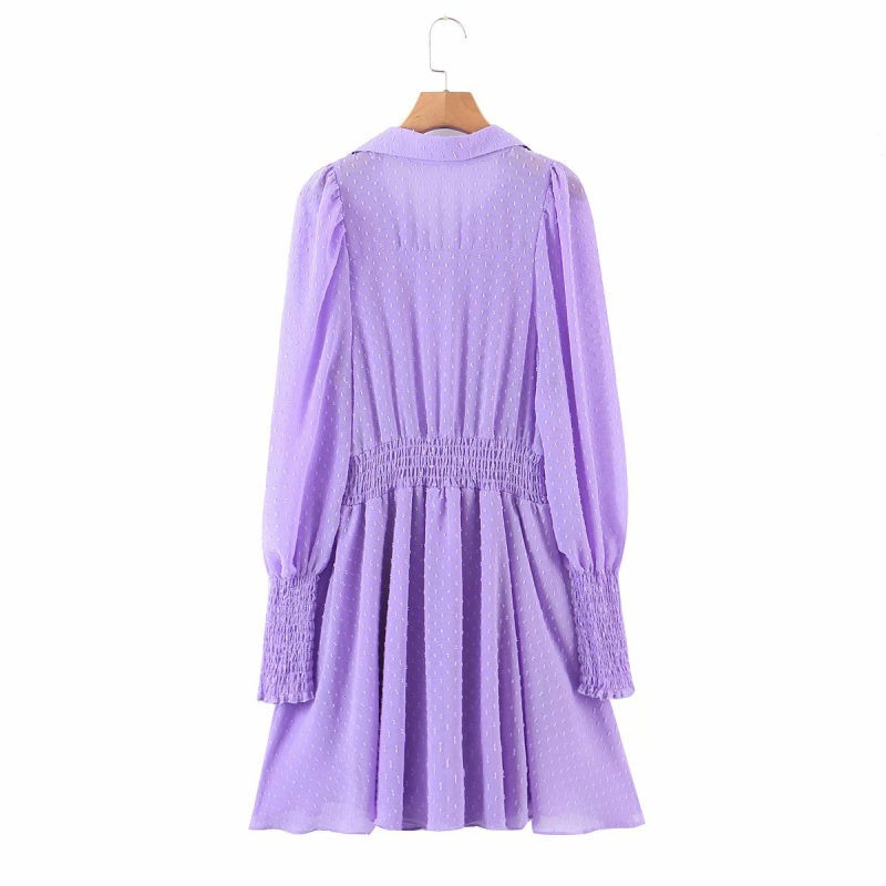 Casual Woman Purple Appliques Puff Sleeve Dresses Spring Fashion Ladies A-Line Mini Female Sweet Holiday Dress 210515