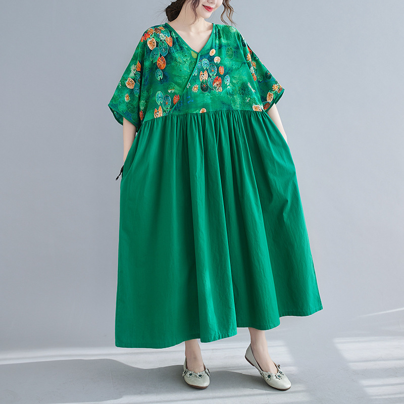 Johnature Vintage Print Flower Patchwork Ankle-length Dresses Casual Summer V-Neck Half Sleeve Loose Women Dresses 210521, Green
Johnature Vintage Print Flower Patchwork Ankle-length Dresses Casual Summer V-Neck Half Sleeve Loose Women Dresses 210521, Green