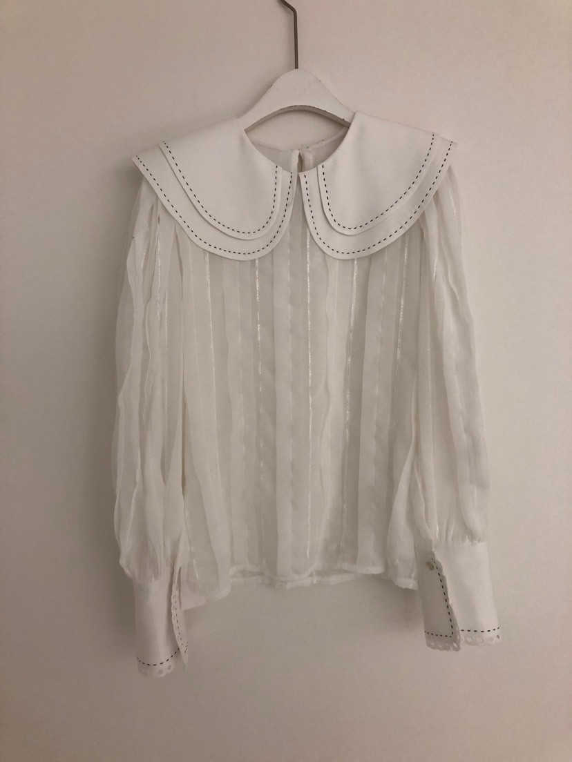 Spring Peter Pan Collar Solid Pullover All Match Shirt Blouse Women 210615Z