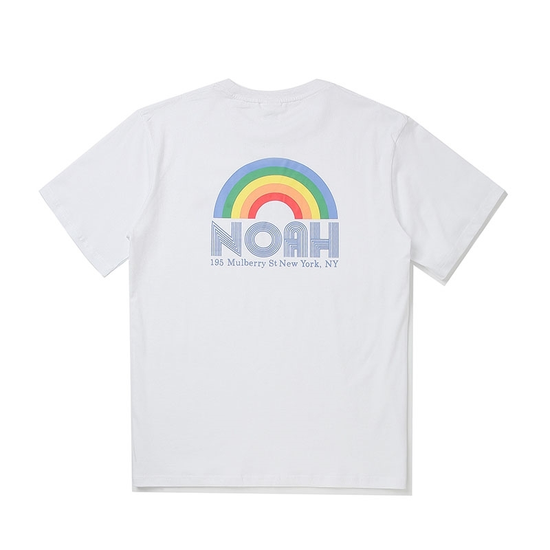 NOAH High Street Fashion Rainbow T Shirt Men Women Lovers Casual Colored Letters Top Ees Round-neck T-shirts 210420