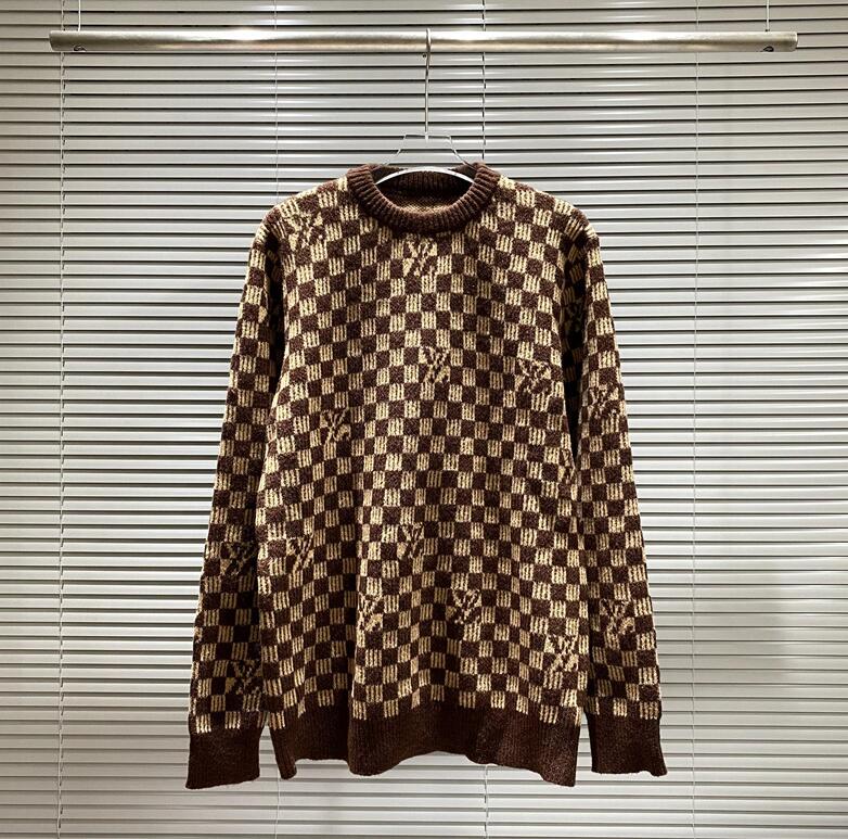 

21ss autumn new high quality Men's women's Checkered old flower Sweaters brand Designers Casual fashion Jacquard crew neck Sweaters, Brown