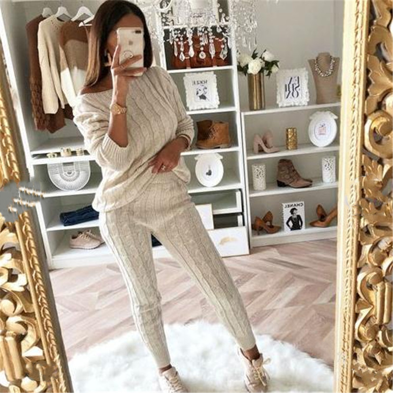 2021 Autumn Womens arrival Solid 2 Piece Set Casual Knitted Tracksuit Sportswear Warm Sweater + Long Pants Outfits, Black
2021 Autumn Womens arrival Solid 2 Piece Set Casual Knitted Tracksuit Sportswear Warm Sweater + Long Pants Outfits, Black