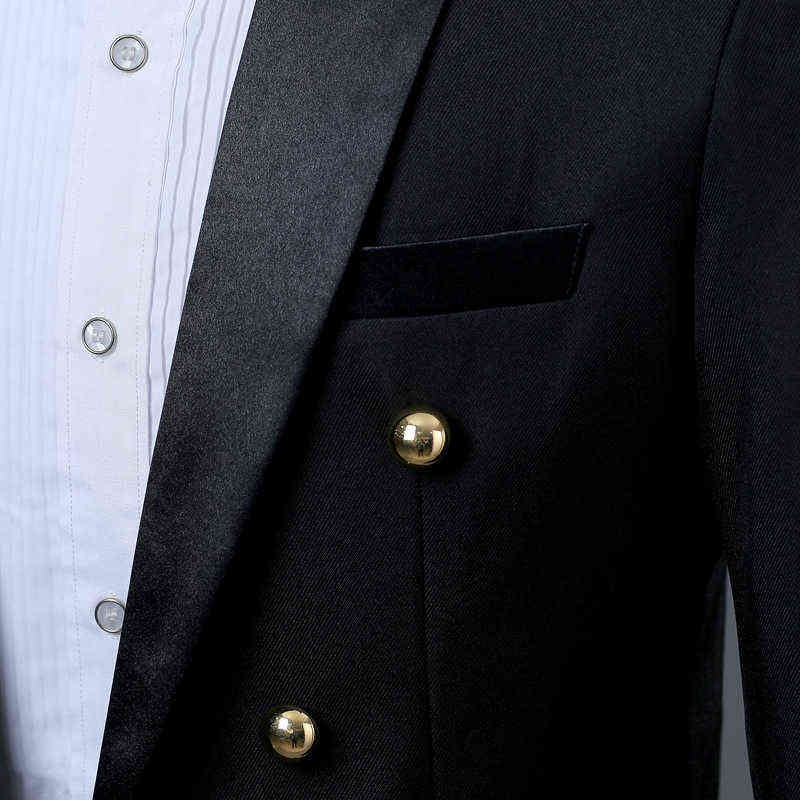 Gold Medal Embroidery Black Suit&Blazer Men Double Breasted Mens Military Blazer Jacket Stage Prom Show Singer Costume Homme Xxl 211120