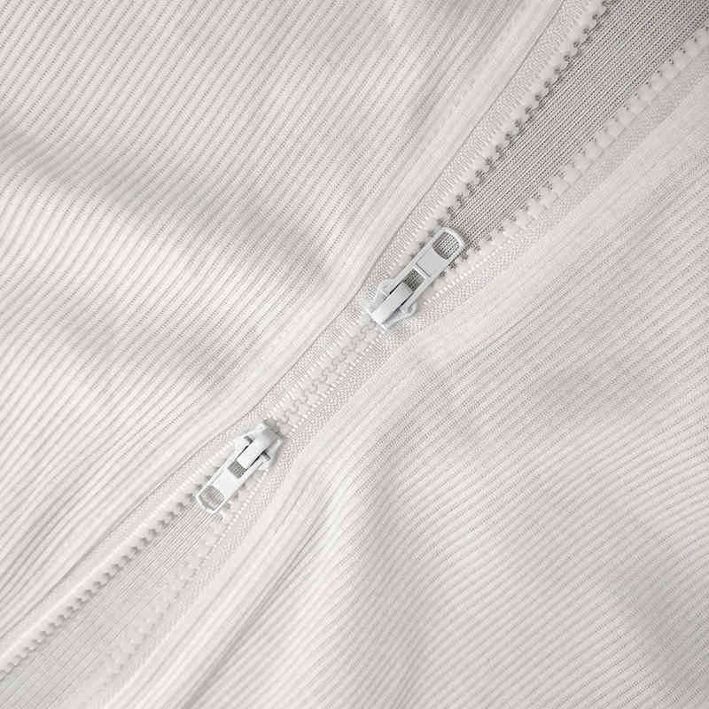 NewAsia Garden Ribbed Knit Two Piece Set Women Double Zipper Split Sleeve Casual Mini Skirt Set Sexy White Two Piece Outfits 210413