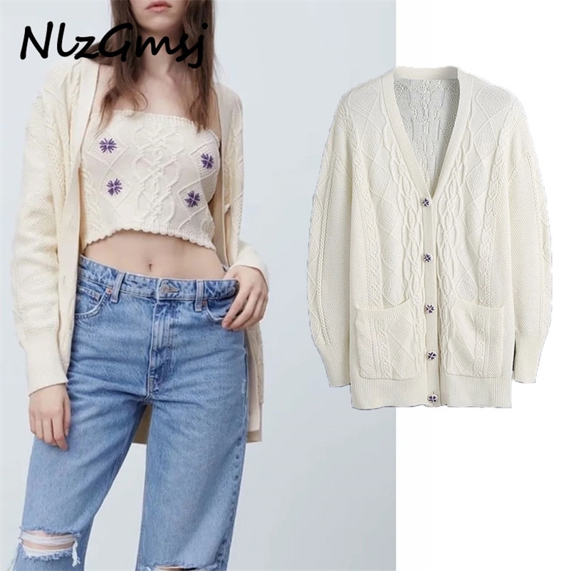 Cardigan Sweater Beading Buttons Vintage V Neck Long Sleeve Female Outerwear Chic Tops 03 210628, As picture
Cardigan Sweater Beading Buttons Vintage V Neck Long Sleeve Female Outerwear Chic Tops 03 210628, As picture