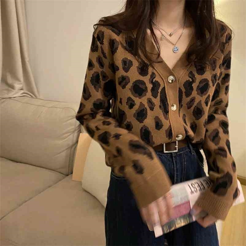 Short Leopard Print Sweater Cardigan Jacket Knitwear Spring and Autumn All-match Outer Wear Long Sleeve Base Top 210525, Dark brown
Short Leopard Print Sweater Cardigan Jacket Knitwear Spring and Autumn All-match Outer Wear Long Sleeve Base Top 210525, Dark brown