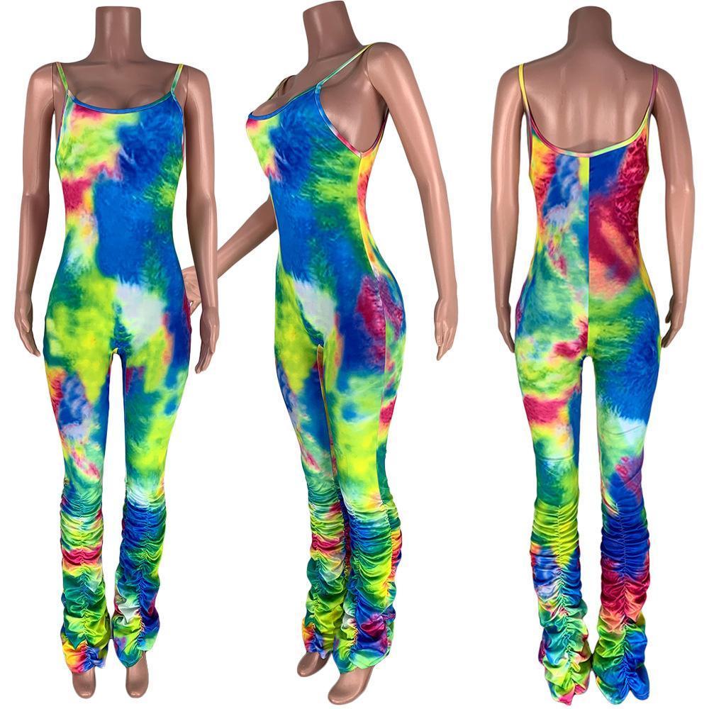 Tie Dye Print Jumpsuits Women Pleated Spaghetti Strap Rompers Ladies Stacked Pants Sleeveless Party Club Outfits Femal Plus Size
Tie Dye Print Jumpsuits Women Pleated Spaghetti Strap Rompers Ladies Stacked Pants Sleeveless Party Club Outfits Femal Plus Size