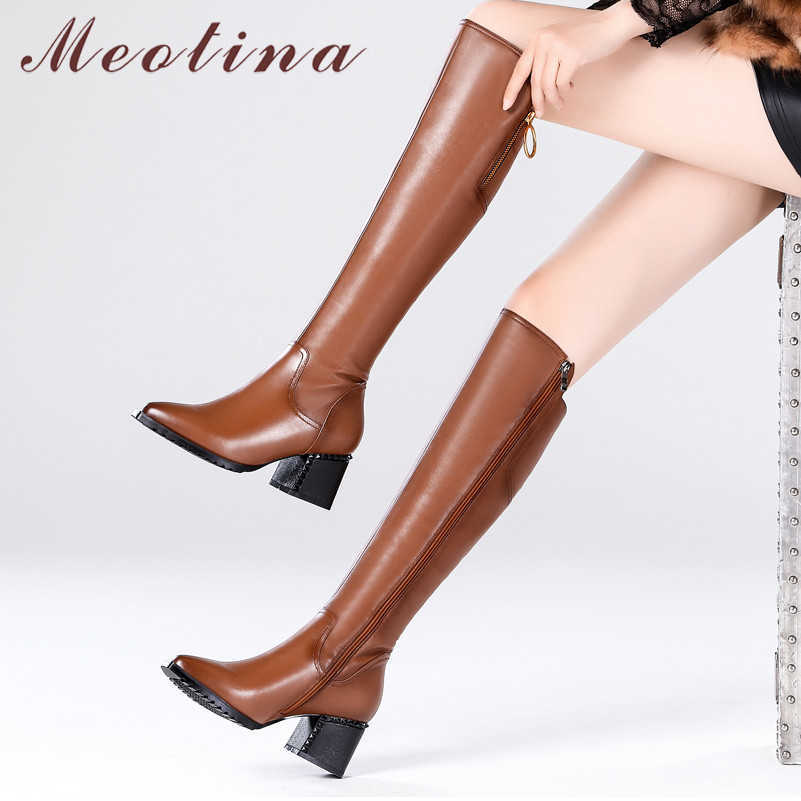 Meotina Winter Over The Knee Boots Women Natural Genuine Leather Thick High Heels Tall Boots Zipper Pointed Toe Shoes Lady 34-42 210608, Black
Meotina Winter Over The Knee Boots Women Natural Genuine Leather Thick High Heels Tall Boots Zipper Pointed Toe Shoes Lady 34-42 210608, Black
