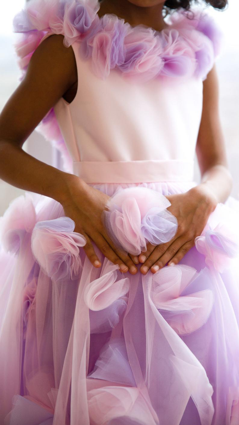 3D ral Tulle Children Birthday Dress Custom Made Little Kids wer Girls Dresses Pageant Party Gowns