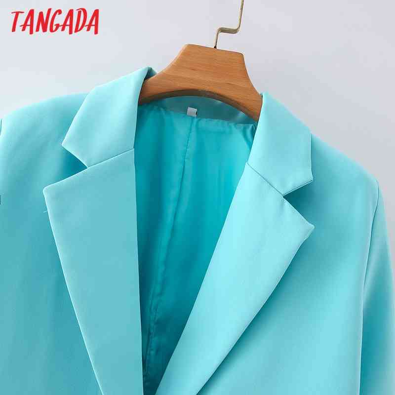 Women Office Blazer Coat Vintage Notched Collar Pocket Fashion Female Work Chic Tops DA39 210416