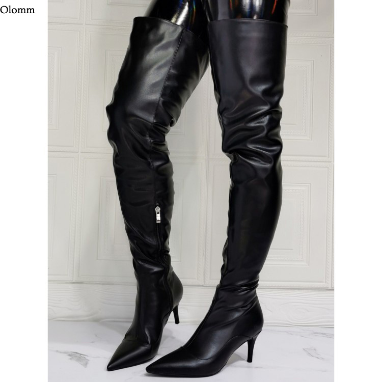 Rontic 2021 Handmade Women Winter Thigh High Boots Stiletto Heels Pointed Toe Elegant Black Casual Shoes Women Plus US Size -15, D2763 black
Rontic 2021 Handmade Women Winter Thigh High Boots Stiletto Heels Pointed Toe Elegant Black Casual Shoes Women Plus US Size -15, D2763 black