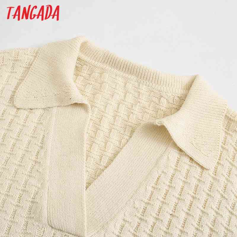Women Beige Oversized Knitted Vest Sweater Vintage Sleeveless Female Waistcoat Chic Tops BE464 210416