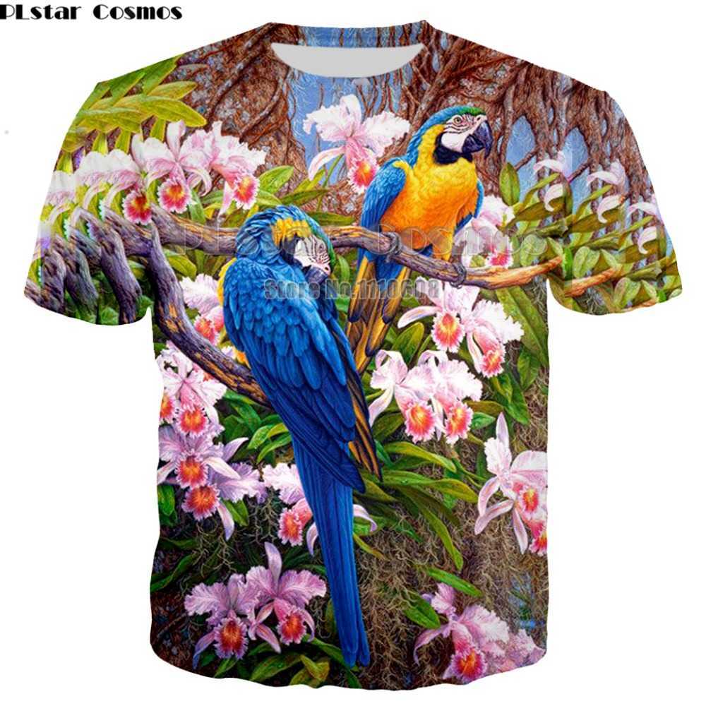 Parrot T Shirt Men Flower Tshirt Hip Hop Tee brid 3d Print T-shirt women Clothing Casual Tops sweatshirt shirt 7XL 210629