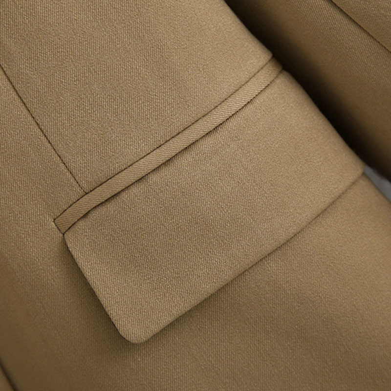 Casual Brown Blazer Women Outerwear Double Breasted Fashion Lady Blazer Suit Long Sleeve Office Wear Coat Femme Veste 210414