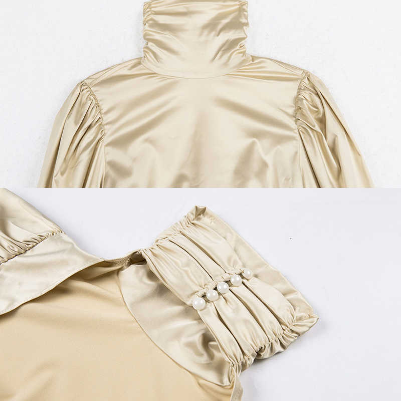 Elegant Turleneck Satin Slik Blouse Women Shirt Backless Women Blouse Long Sleeve Bow Tie Womens Tops and Blouses blusa feminina V191019