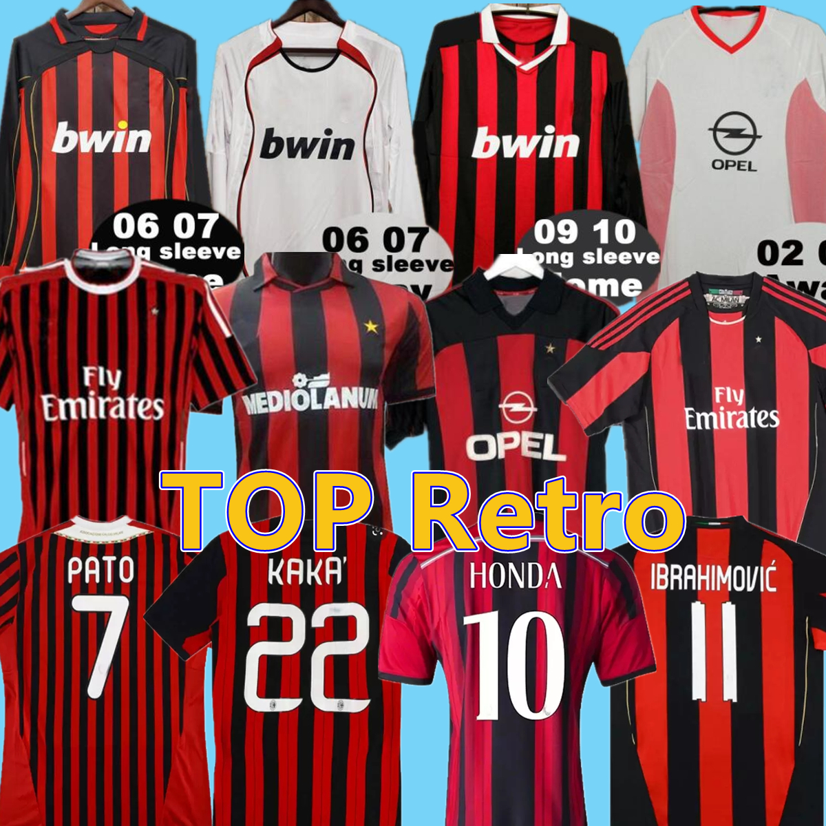 Retro AC MILAN SOCCER JERSEY 1990 2000 1995 1998 2007 2002 2003 1999 Gullit 2009 2010 1996 Van Basten KAKA Inzaghi football shirt, Black;yellow
Retro AC MILAN SOCCER JERSEY 1990 2000 1995 1998 2007 2002 2003 1999 Gullit 2009 2010 1996 Van Basten KAKA Inzaghi football shirt, Black;yellow