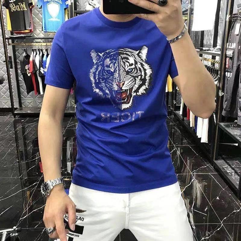 Men's T-Shirts Summer Men T-Shirt Casual Printing Rhinestone O-Neck Tiger Style Fashion Tees Trend Short-Sleeved High-Quality Tops, As shown asian size
Men's T-Shirts Summer Men T-Shirt Casual Printing Rhinestone O-Neck Tiger Style Fashion Tees Trend Short-Sleeved High-Quality Tops, As shown asian size