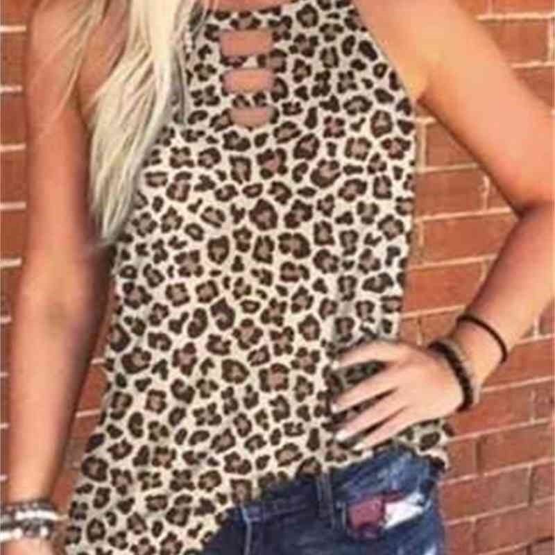 Leopard Sexy Hollow Out O-neck Sleeveless Tank Top Women Summer Casual Loose Pink Tie Dye Tops for Plus Size Vest 3XL 210604