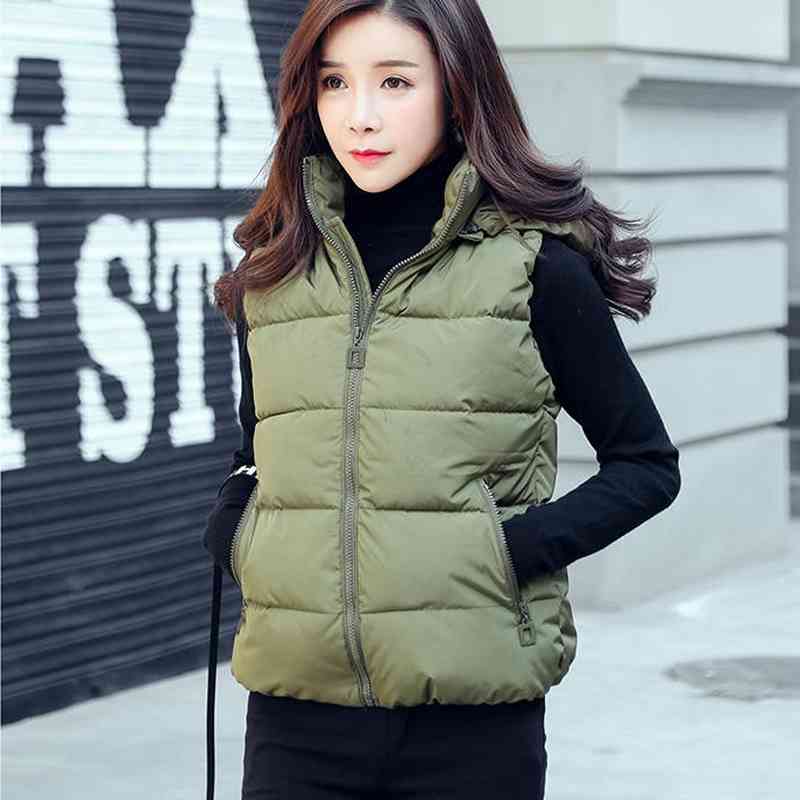 Wonder Hooded Cotton Vest Vintage Casual Warm Thick Waistcoat Sleeveless Solid Removable Hat Outwears 210510