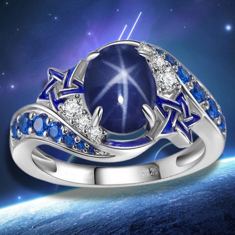 Wedding Rings Creative Trendy Silver Plated Blue Oil Drop Star For Women Shine CZ Stone Inlay Fashion Jewelry Daily Wear Party Gift, Slivery;golden
Wedding Rings Creative Trendy Silver Plated Blue Oil Drop Star For Women Shine CZ Stone Inlay Fashion Jewelry Daily Wear Party Gift, Slivery;golden