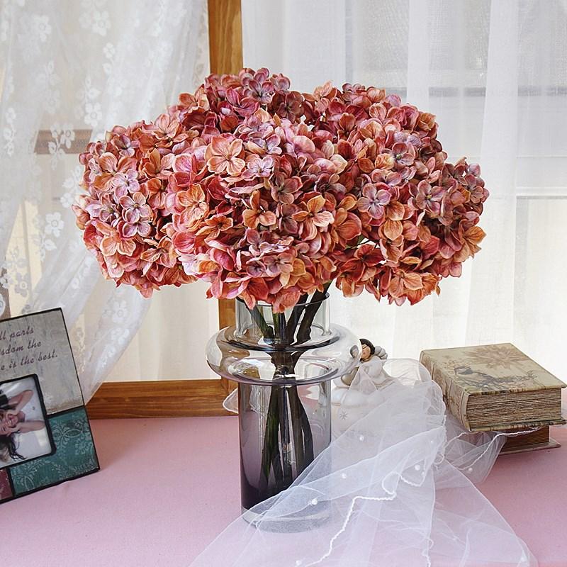 Decorative Flowers & Wreaths AGN Luxury Big Hydrangea Short Branch Autumn Decoration Silk Flower Simulation El Floral