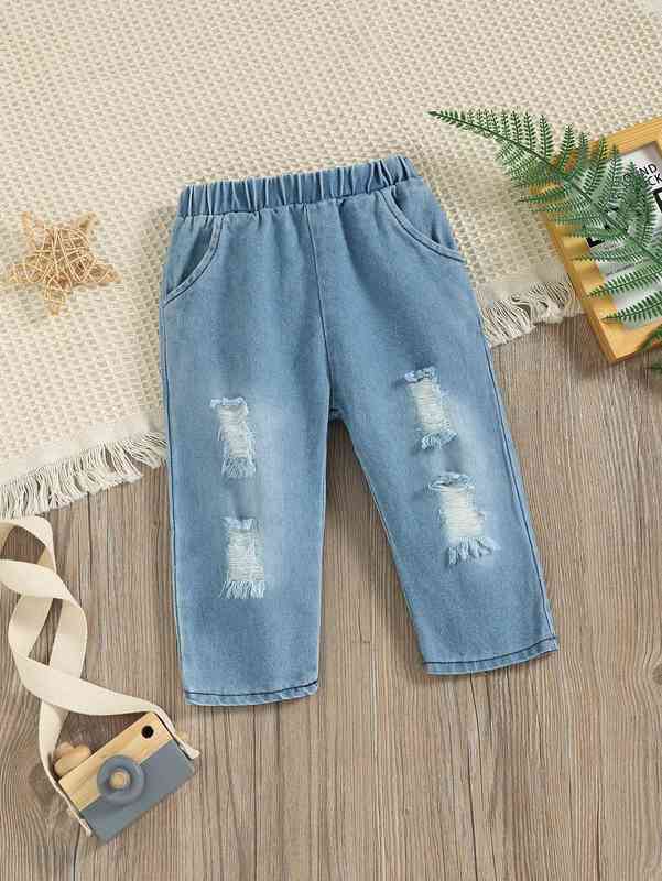 Baby Dinosaur Print Polo Neck Bodysuit & Ripped Jeans SHE