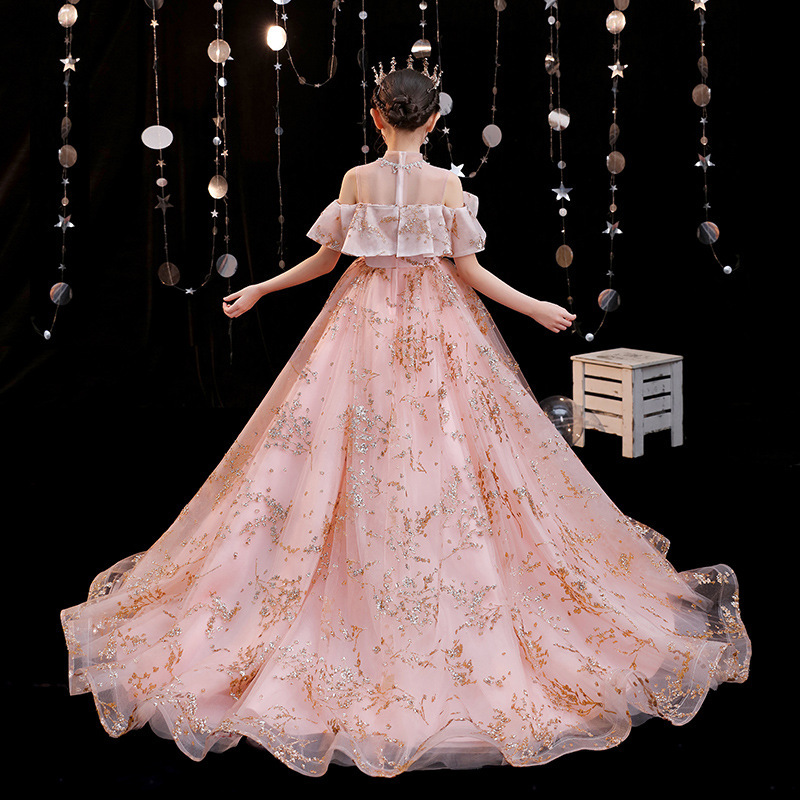 Lovely wer Girls Dresses For Weddings Princess Jewel Long Sleeves Lace Appliques Big Bow Sweep Train Little Kids Holy Pageant Dress 2021