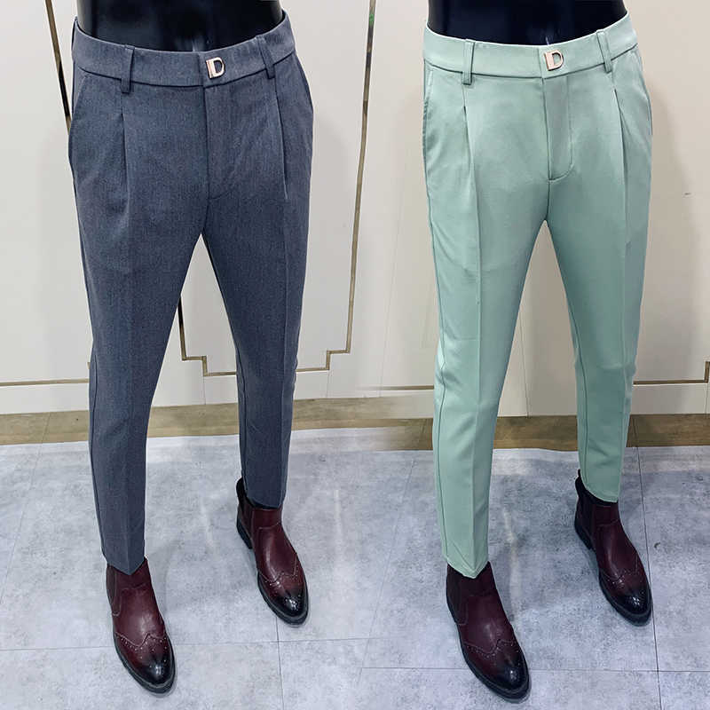 Autumn Winter Mens Dress Pants Casual Business Formal Pants for Men Office Social Streetwear Suit Pants Wedding Trousers 210527