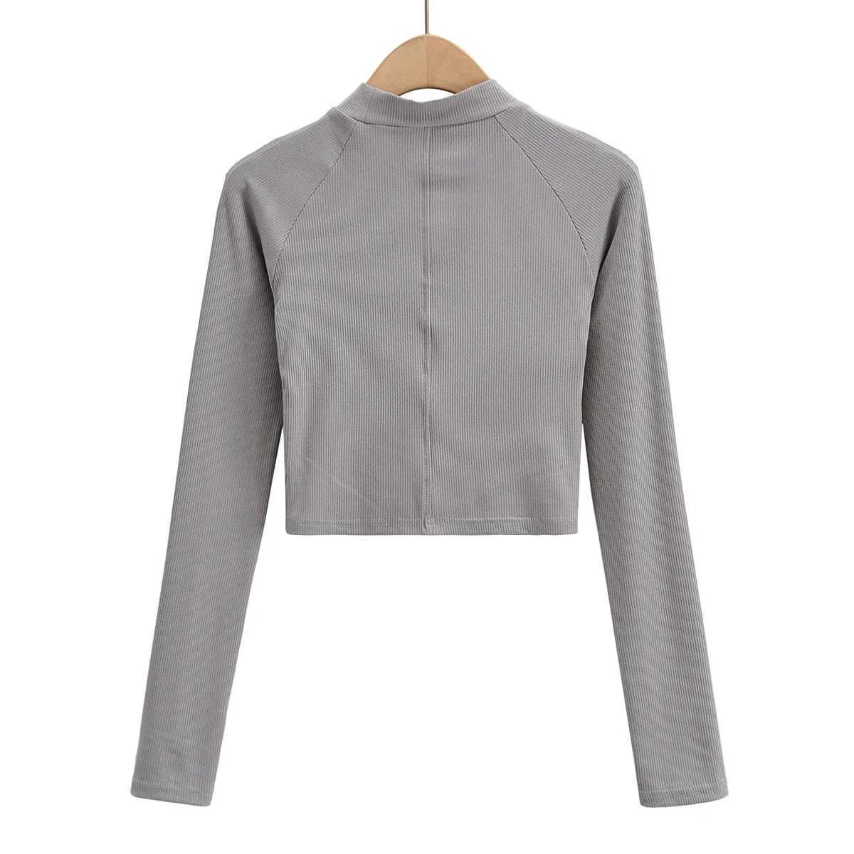 Women's Solid T-shirt Spring Slim Half-height Collar Strapless Long Tops 210615Z