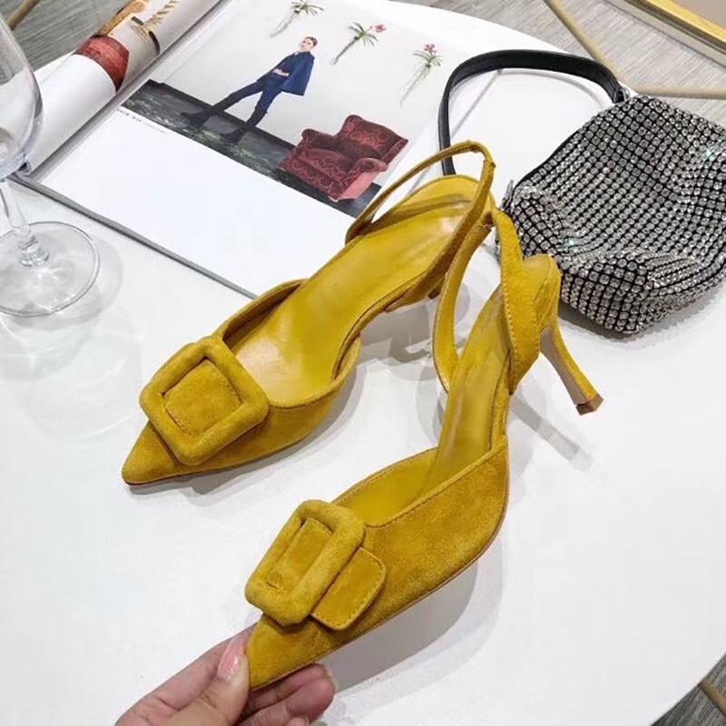 Leather sandals womens 2020 pointed short mouth slim heel single shoes Square button back elastic fashion high heels with box and dustbag, Blue
Leather sandals womens 2020 pointed short mouth slim heel single shoes Square button back elastic fashion high heels with box and dustbag, Blue