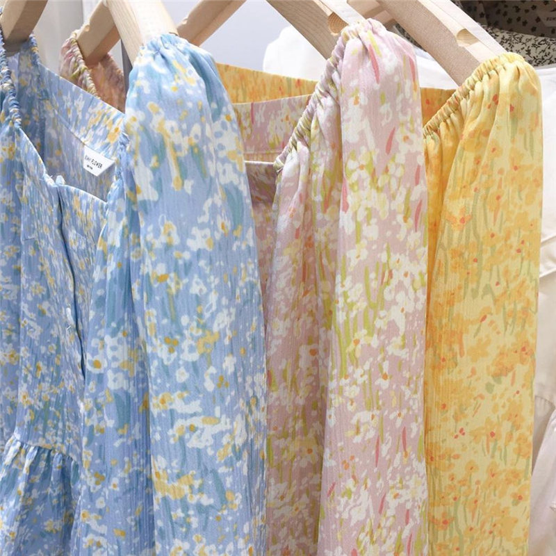 Korean Slim Square Collar est Print Ruffles Office Lady Streetwear Women Shirts Tops Vintage Florals Loose Blouse Blusa 10112 210506